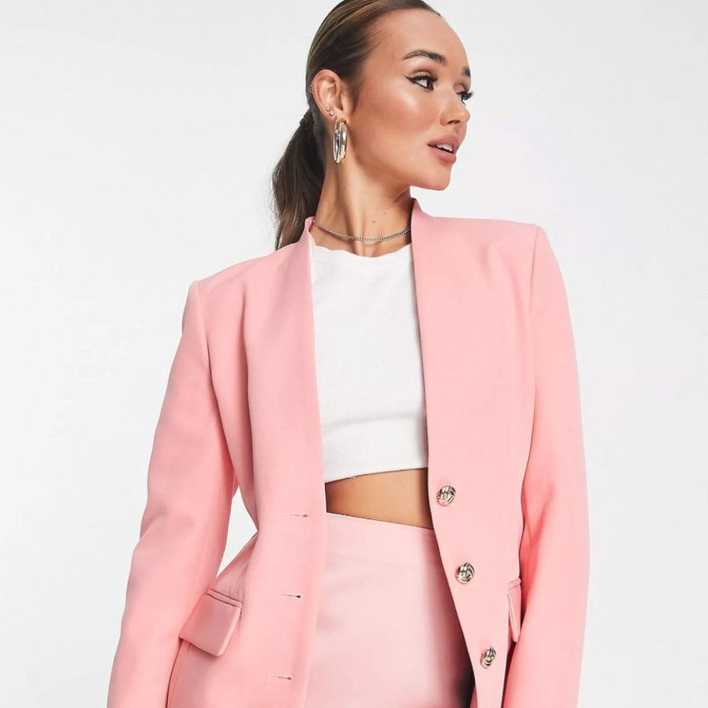 NEW/NWT River Island slim three button blazer in pink size 12 (Petite)